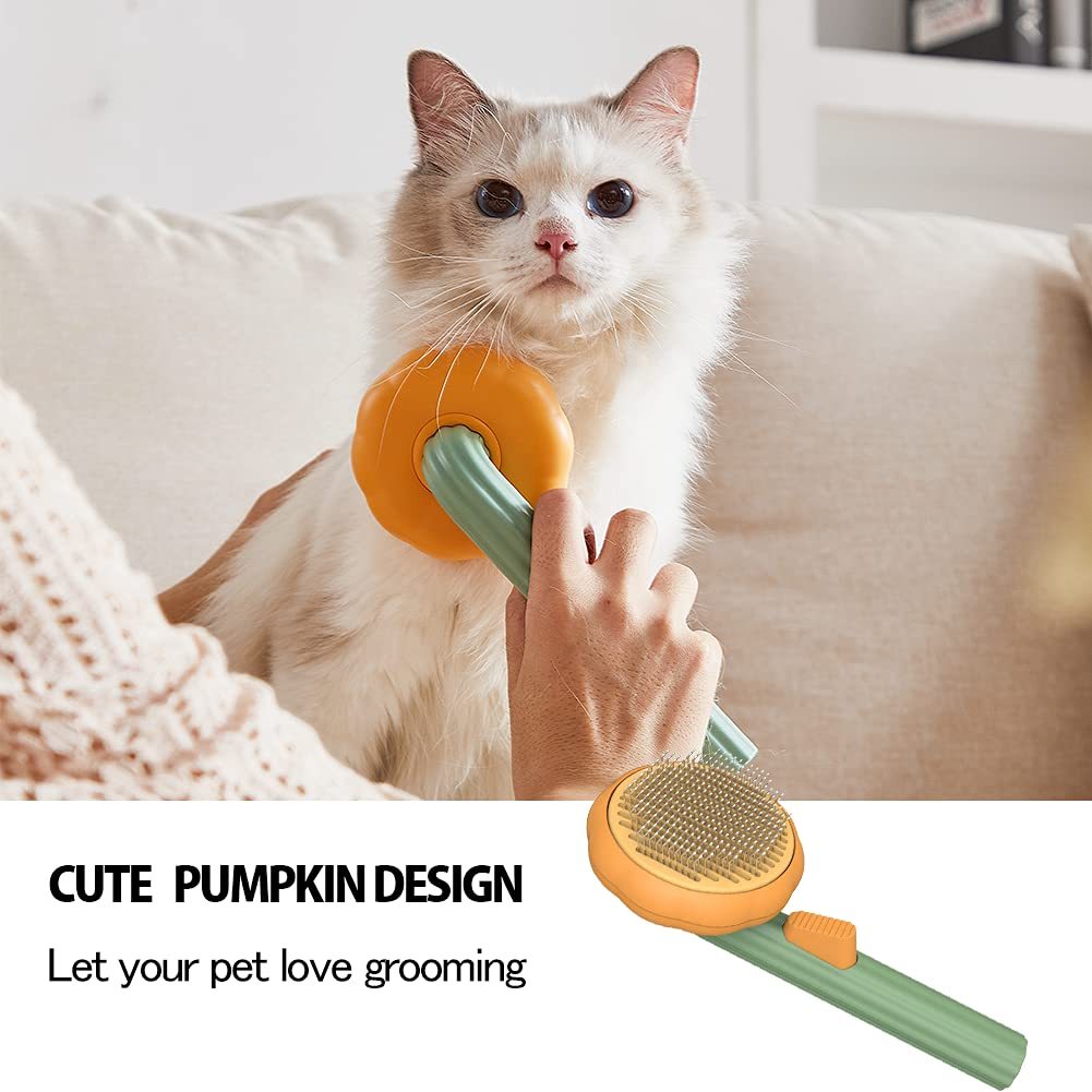 PumpkinFur Grooming Brush: Self-Cleaning for Smooth Fur Care - LouWoof